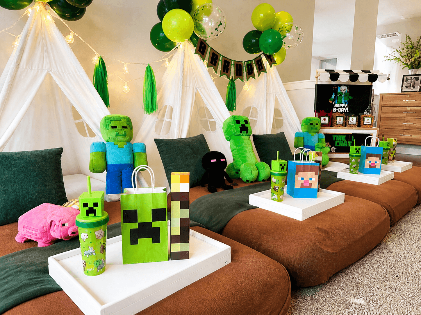 Mine, build, and craft the ultimate sleepover adventure! Blocky pillows, pixelated decor, and all the fun of the Overworld.