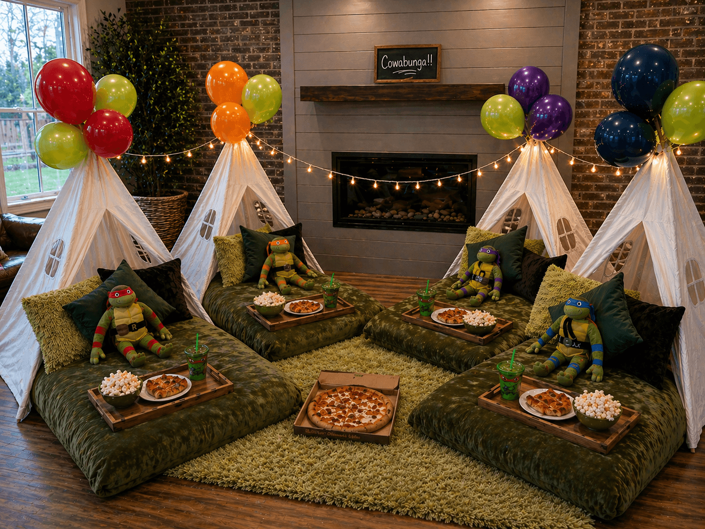 TMNT Ninja Turtles teepee party setup